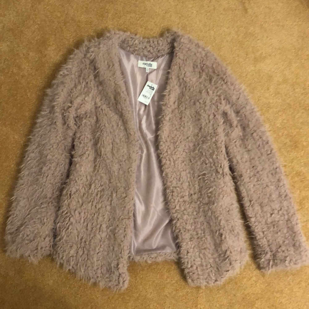 NWT! Dusty pink faux fur jacket